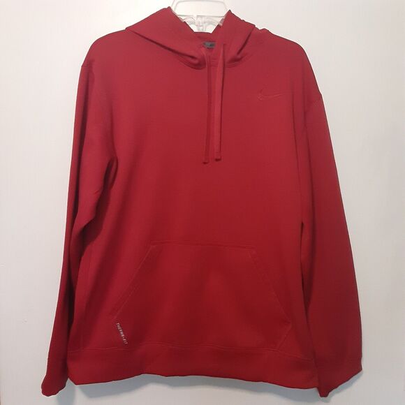 Nike Hoodie Mens Large Red Therma Fit Pullover Training Long Sleeve - Picture 1 of 8
